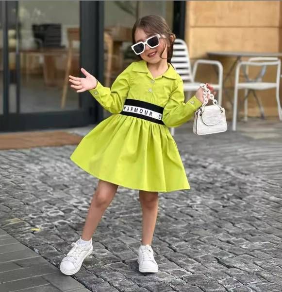Mother&Kids Girls' Children's Dress Letter Elastic Patchwork Large Hem Shirtskirt Ins Girls_viptrois.com