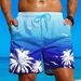 Men's Clothing Fashion Gradient Pattern Beach Shorts Men's Coconut Tree 3D Printing Swimming Trunks Summer Hawaiian Shorts Loose Version_viptrois.com