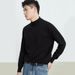 1 Solid Color Men's Mid-High Collar Thickened Knitted Sweater Spring Autumn Winter Round Neck Casual Loose Long Sleeve_viptrois.com