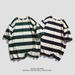 Trendy Striped Short Sleeved For Men, Summer , Trendy Teenagers, Fashionable And Cool Casual Versatile Loose T-shirt_viptrois.com
