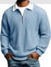 Men's Waffle-Knit Polo Shirt – Long Sleeve Color Block Collar Top, Casual & Stylish For Everyday Wear_viptrois.com