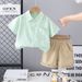 Male Baby 2025 New Cute Casual Thin Summer Checkered Small Label Shirt Short Sleeve Set_viptrois.com