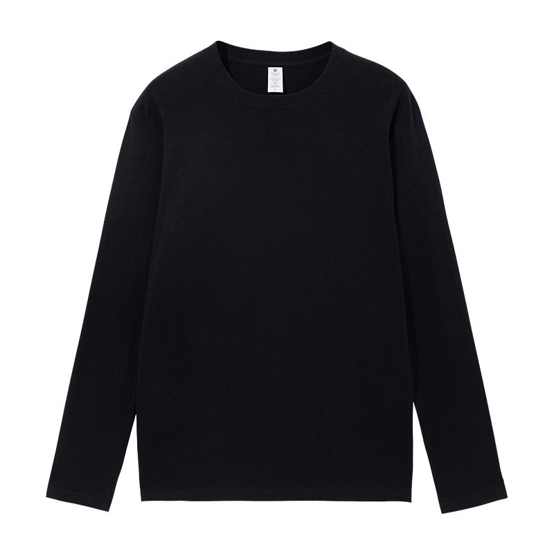 230g Autumn Winter New Heavyweight Solid Color Pure Long Sleeve Men's Plus Size Couple's Round Neck Cotton Base Layer_viptrois.com