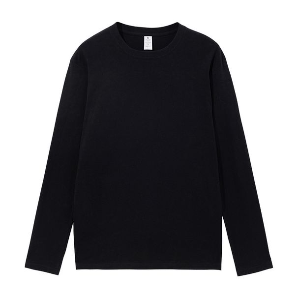230g Autumn Winter New Heavyweight Solid Color Pure Long Sleeve Men's Plus Size Couple's Round Neck Cotton Base Layer_viptrois.com