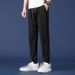 Men's Clothing Ice Silk Pants Spring And Summer Loose Type Large Size Cuffs Sports Thin Breathable Nine Point Casual Pants_viptrois.com