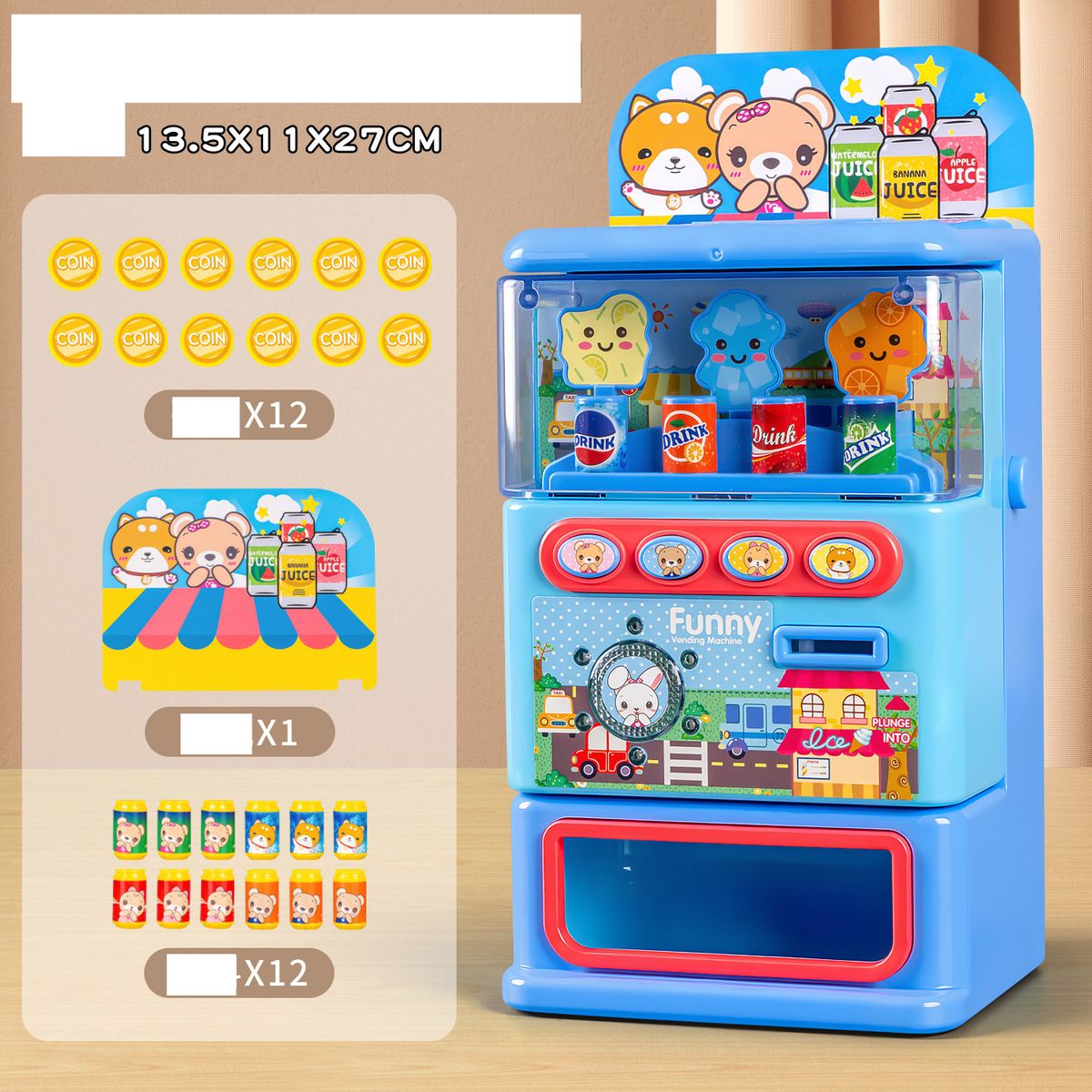 Simulated Coin Operated Sound And Light Vending Machine For Boys To Play House, Simulated Beverage Vending Machine For Girls Toy Gift_viptrois.com