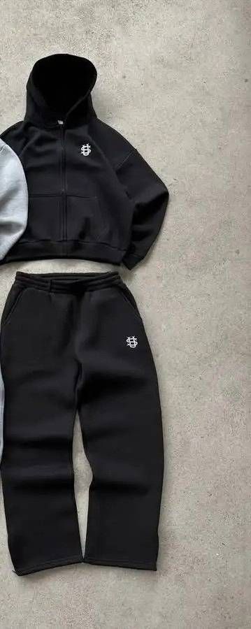 Embroidered Zipper Sweatpants Suit Casual Trousers Suit High Street Rap Street US Size Men's And Women's Sweatpants Suit_viptrois.com