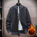 Men's Fleece Zip-Up Sweater Jacket - Winter Casual Stand Collar Pullover With Ribbed Detailing (Available In 5 Colors & Plus Sizes)_viptrois.com