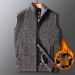 Men's Thick Knit Vest Cardigan For Winter - Warm Fleece Lined Sleeveless Sweater, Breathable & Comfortable, Suitable For Middle-Aged & Seniors_viptrois.com