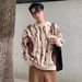 Men's Plus Size Zebra Stripe Knit Sweater – Oversized Pullover With Asymmetric Pattern (Gray/Beige)_viptrois.com