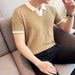 Men's Summer Short-Sleeve Knit Shirt – Slim Fit Striped Polo With Embroidered Collar_viptrois.com