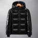 Black And Gold Short Hooded Down Jacket For Both Men And Women, Thick And Warm Men's Couple Coat, Winter Outdoor Bread Jacket_viptrois.com