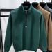 Men’s Waffle-Knit Fleece-Lined Zip-Up Half-Turtleneck Sweatshirt – Winter Thermal Long Sleeve Shirt With Mid-Neck Design, Breathable Layering Base_viptrois.com