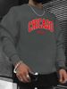 Men's Loose Casual Fashionable Retro CHICAGO USA Pattern Printed Round Neck Long Sleeved Sweatshirt Suitable For Autumn And Winter Wear_viptrois.com