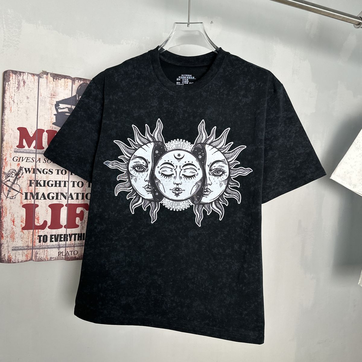 American tie dye, fashionable, youthful, handsome, loose fitting, pure cotton printed men's women's washed and worn-out_viptrois.com