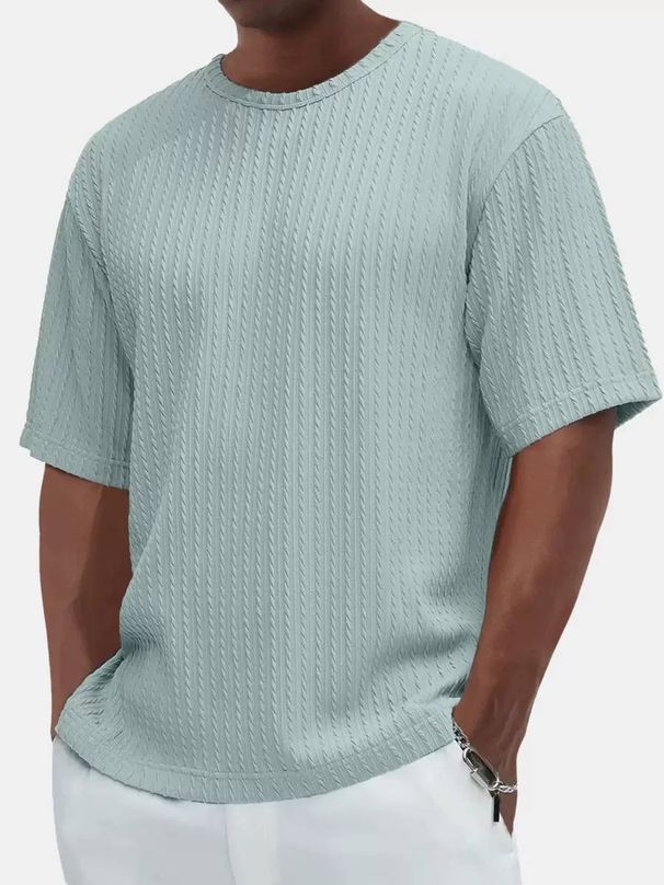 2025 European And American Men's New Casual Round Neck Short Sleeved Men's T-shirt Fashionable And Versatile Texture T-shirt Top_viptrois.com