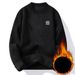 Men's Clothing Round Neck Sweater Plus Velvet Thick Pullover Fleece-Lined Knit Sweater Winter Warm Round Neck Pullover Slim Fit Casual Long Sleeve_viptrois.com