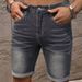 Men's Stretch Denim Shorts 5-Inch Inseam Slim Fit Vintage Washed Casual Streetwear Short Pants For Teen Boys_viptrois.com