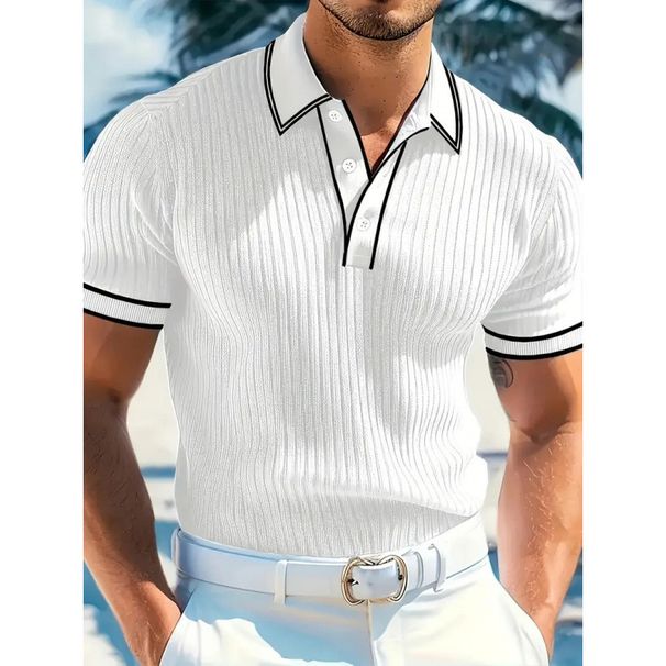Summer Men's Short Sleeved Polo Shirt Color Blocking Collar Breathable Comfortable Casual Style European American Fashion_viptrois.com