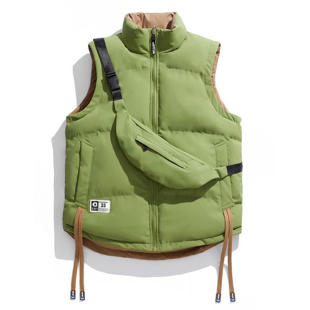 Reversible Men's Puffer Vest – Winter Quilted Zip-Up Vest For Big & Tall | Dual-Wear Cotton-Poly Blend | Oversized Fit With Side Pockets_viptrois.com