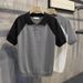 Men's Clothing Stylish Contrast Color Knit Casual Short Sleeve Collared T-Shirt For Summer, Breathable & Comfortable Fit (Grey/White, Sizes M-3XL)_viptrois.com