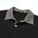 American High Street Men's Trendy Loose Spring And Autumn Plaid Lapel Color Block Pullover Sweatshirt_viptrois.com