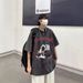Men's Clothing Skull Rock Band Retro Washed Short Sleeved T Shirt Casual Loose Bottoming Shirt_viptrois.com