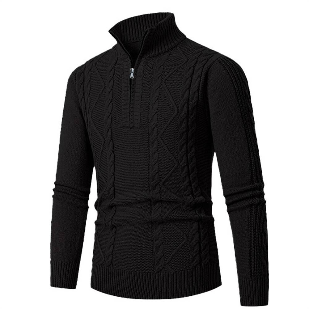 Autumn 2025 Fashion European-USA Style Pullovers Men's High Collar Half Zipper Pure Color Long Sleeve Casual Slim Sweater_viptrois.com