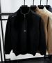 Men’s Waffle-Knit Fleece-Lined Zip-Up Half-Turtleneck Sweatshirt – Winter Thermal Long Sleeve Shirt With Mid-Neck Design, Breathable Layering Base_viptrois.com