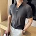 High Elasticity Men's Casual Polo Shirt Short Sleeve Ice Silk Seamless Thin Waffle Knit Style Summer Arrival_viptrois.com