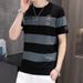 Ultra Thin Cool Breathable Short Summer Middle-aged And Young Striped Half Sleeved T-shirt For Men's Sweatshirt_viptrois.com
