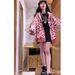2025 Pink Leopard Print Zipper Cardigan Jacket For Women Spring And Autumn New Loose Hong Kong Style Retro Hooded Trendy_viptrois.com