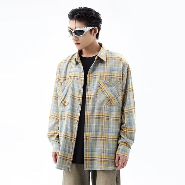 Summer Short Sleeved Checkered Shirt Men's Trendy Brand Loose Half Sleeved Shirt Versatile Couple_viptrois.com