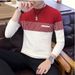 Pure Cross-Border Long Sleeve Round Neck Color Block Vertical Striped Sweater Trendy Youth Korean Version Slim Fit Men's_viptrois.com