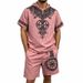 Men's Clothing Men's Viking Style Printed Suit Casual Top And Shorts Set Summer Bamboo Retro Hooded For Formal & Casual_viptrois.com
