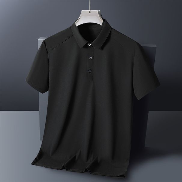 Plus Size Sports Casual Ice Silk Polo Shirt For Men, Summer Loose Fit, Versatile, Breathable, Quick-Dry Short Sleeve_viptrois.com