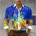 Men's Clothing Printing Casual Lapel Multi Color Long Sleeved Shirt Fashion_viptrois.com
