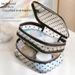 Storage Bags New Love Flocking Mesh Storage Bag Double Layer Mesh Wash Bag Cosmetic Bag Female Large Capacity Portable Cosmetic Bag_viptrois.com