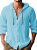 2025 New Spring And Summer Men's Hooded T-shirt, Pure Color Cotton And Linen Casual Long-sleeved Top_viptrois.com