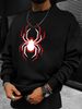 Men's Loose Casual Fashionable Spider Pattern Printed Round Neck Long Sleeved Sweatshirt Suitable For Autumn And Winter Wear_viptrois.com