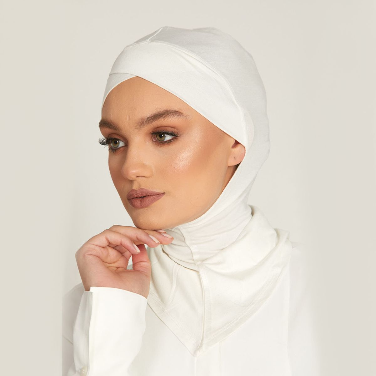 Women's Hijab solid color convenient bottoming hat with forehead cross for women, modal cotton headscarf_viptrois.com