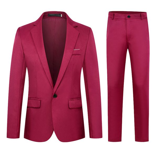 Men's Clothing Foreign Trade Spot Wholesale Men's Slim Fit Business Suits, One Button Dress Suits, Trousers, Notch Lapels_viptrois.com
