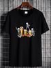 Happy Halloween Funny Skeleton Drinking Beer Pumpkins Ladies' Crewneck T-Shirt Stretched Designer Clothes Fashion Soft Versatile Graphic_viptrois.com
