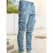 Men's Slim Fit Jeans High Street Casual Distressed Trendy Brand Pants Side Pockets_viptrois.com