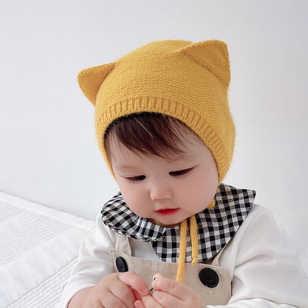 Kids'hats Baby hat Autumn and winter new cute ear protection hat baby pullover hat children's knitted hat_viptrois.com