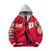 Men's Clothing Street Fashion Baseball Jacket Men's Spring New Terry Velvet Badge Embroidery Padded Jacket Hooded Jacket Women's Red_viptrois.com