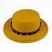 British style rivet belt flat top hat personality street performance woolen hat classic jazz hat_viptrois.com