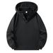 Men's Fleece-Lined Hooded Sweatshirt – Oversized Pullover With Brushed Interior, Minimalist Streetwear (Black/Grey/Navy Blue)_viptrois.com
