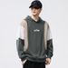 2025 New Contrasting Color Design Fashionable Versatile Sweater Men's Drape Color Matching Hooded Pullover Plus Size Sweater Men's Clothing_viptrois.com
