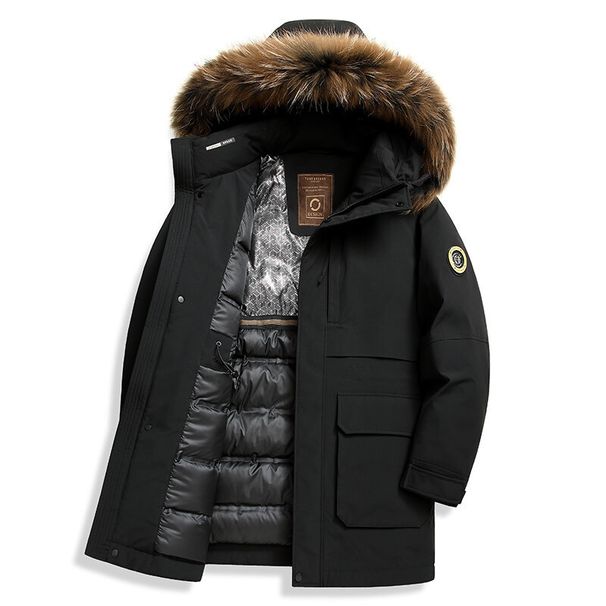 Men's Clothing Winter Down Jacket Premium Winter Down Jacket For Men With Fox Fur Hood, Long Parka Coat, Windproof & Ultra-Warm Outerwear_viptrois.com